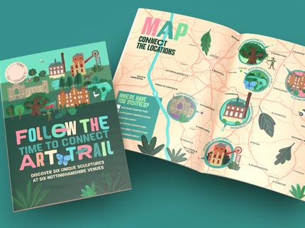Time to Connect trail brochure front with a picture of the open map