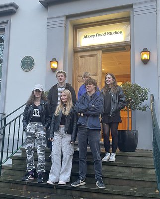 MC members on a group trip to Abbey Road Studios in London.