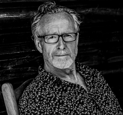 Black and white portrait of Alistair Morrison