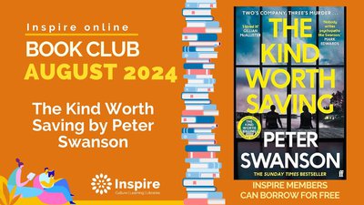 Image showing August 2024's online book club choice of 'The Kind Worth Saving' by Peter Swanson