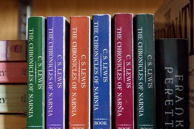 Shelf of books by C. S. Lewis