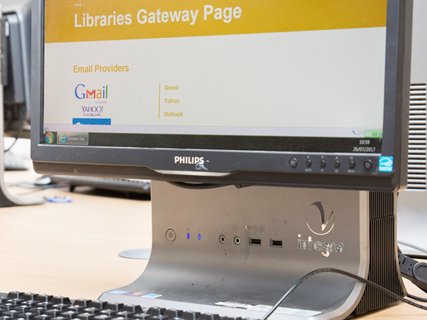 Computer set up with monitor, keyboard and mouse