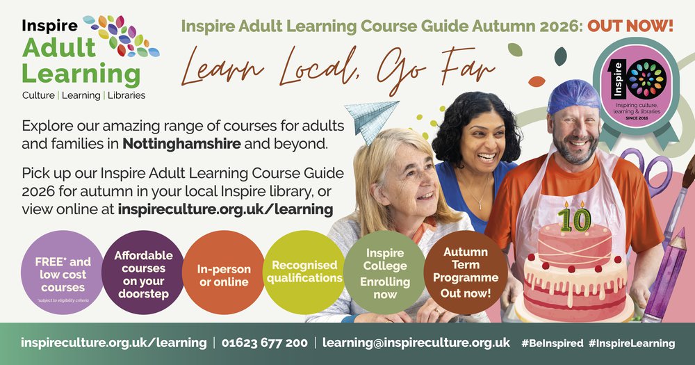 Colourful banner with three learners and the Adult Learning logo