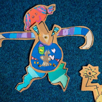 A colourful split pin puppet