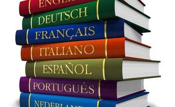 I stack of different language books
