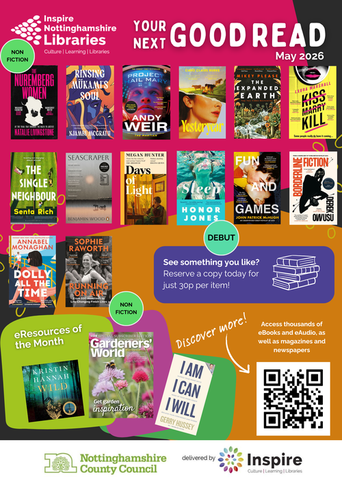 This is a poster image of May's selected titles for Your Next Good Read.