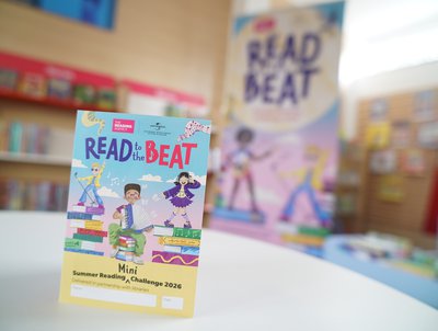 The front cover of a Read to the Beat Mini Challenge collector card