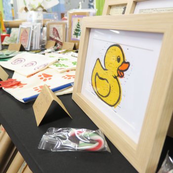 Lino prints on sale at a market