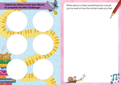 The inside of a Read to the Beat Mini Challenge folder