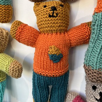 A knitted teddy bear