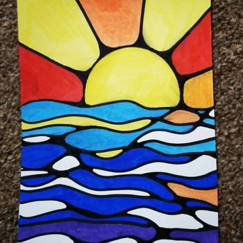 Stained-glass style painting by Tammy Ancite - a learner on the Mindful Art course