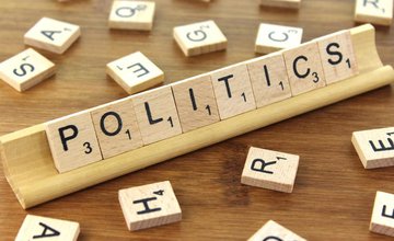 Scrabble tiles spelling the word politics