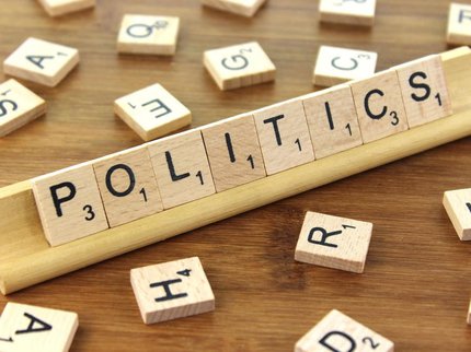 Scrabble tiles spelling the word politics