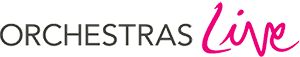 Orchestras Live logo with the word 'Orchestras' in grey and 'Live' in pink