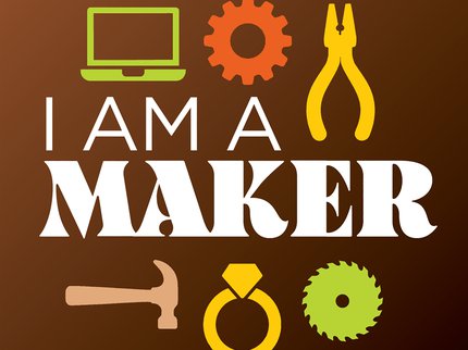 White text on a brown background reads 'I Am A Maker'
